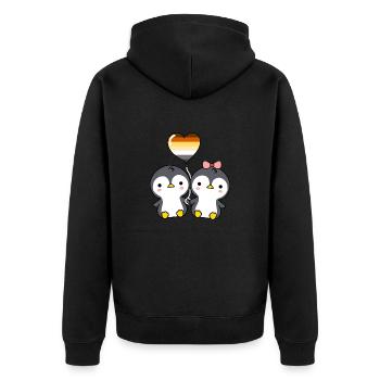Pinguin-Paar Gay Bear Pride - Unisex Premium Bio Zip Hoodie - Schwarz - Hinten - Nico (187cm)