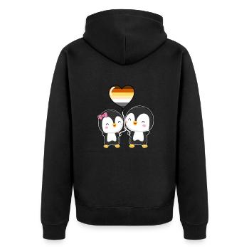 Gay Bear Pride Pinguin-Paar - Unisex Premium Bio Zip Hoodie - Schwarz - Hinten - Nico (187cm)