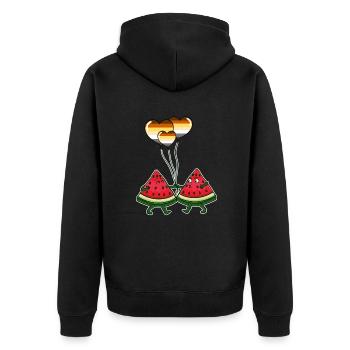 Wassermelonen Paar Gay Bear Pride - Unisex Premium Bio Zip Hoodie - Schwarz - Hinten - Nico (187cm)