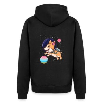 Fierté de l’astronaute Corgi Genderflux - Veste à capuche bio Premium Unisexe - noir - Dos - Nico (187cm)