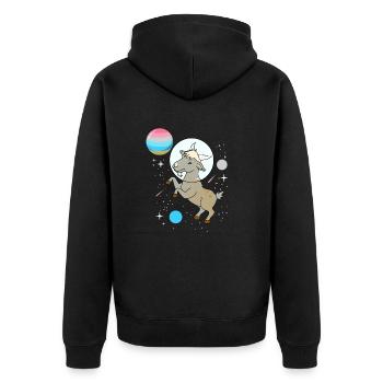 Chèvre Astronaute Genderflux Pride - Veste à capuche bio Premium Unisexe - noir - Dos - Nico (187cm)