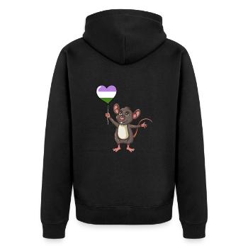 Maus Herzballon Genderqueer Pride - Unisex Premium Bio Zip Hoodie - Schwarz - Hinten - Nico (187cm)