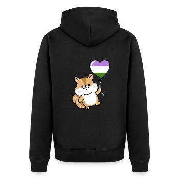 Ballon cœur d’écureuil Genderqueer - Veste à capuche bio Premium Unisexe - noir - Dos - Nico (187cm)