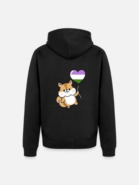 Eichhörnchen Herzballon Genderqueer - Unisex Premium Bio Zip Hoodie - Schwarz