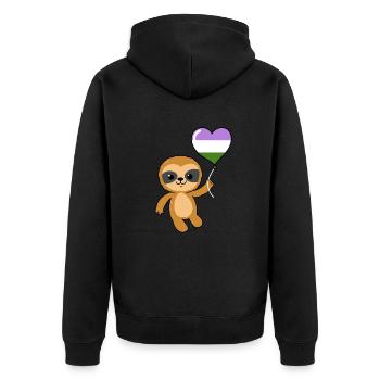 Sloth Heart Balloon Genderqueer - Veste à capuche bio Premium Unisexe - noir - Dos - Nico (187cm)