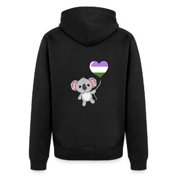 Koala Heart Balloon Genderqueer Pride - Veste à capuche bio Premium Unisexe - noir - Dos - Nico (187cm)