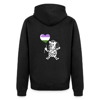 Zebra Herzballon Genderqueer Pride - Unisex Premium Bio Zip Hoodie - Schwarz - Hinten - Nico (187cm)