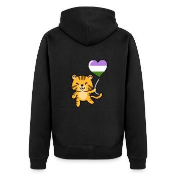 Tiger Heart Balloon Genderqueer Pride - Unisex Premium Organic Zip Hoodie - black - Back - Nico (187cm)