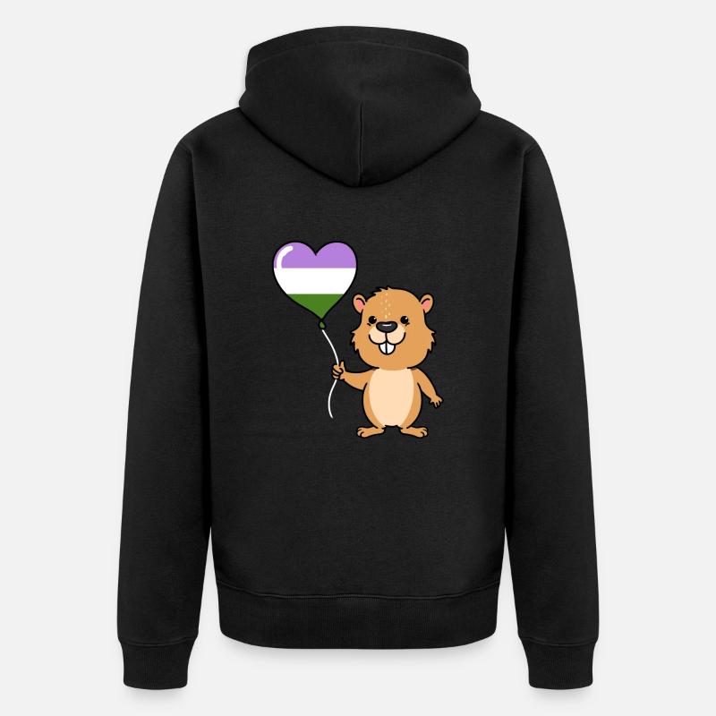 Beaver Heart Balloon Genderqueer Pride - Veste à capuche bio Premium Unisexe - noir