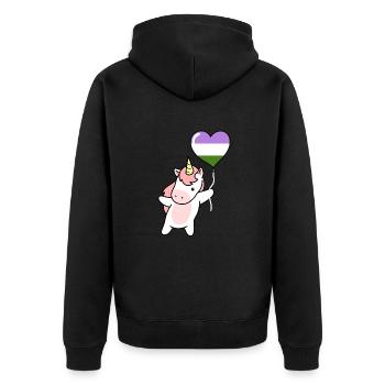 Unicorn Heart Balloon Genderqueer Pride - Veste à capuche bio Premium Unisexe - noir - Dos - Nico (187cm)