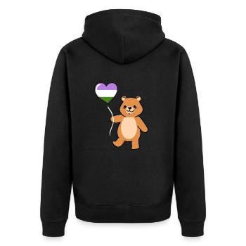 Teddy Bear Balloon Genderqueer Pride - Veste à capuche bio Premium Unisexe - noir - Dos - Nico (187cm)