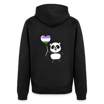 Panda Genderqueer Pride Herzballon - Unisex Premium Bio Zip Hoodie - Schwarz - Hinten - Nico (187cm)
