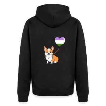 Corgi avec ballon Genderqueer - Veste à capuche bio Premium Unisexe - noir - Dos - Nico (187cm)