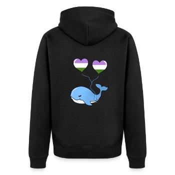 Ballon Whale Heart Genderqueer - Veste à capuche bio Premium Unisexe - noir - Dos - Nico (187cm)