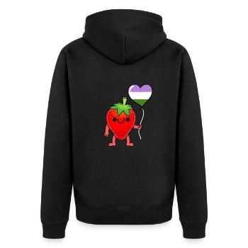 Strawberry Heart Balloon Genderqueer Pride - Veste à capuche bio Premium Unisexe - noir - Dos - Nico (187cm)