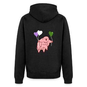 Bärtierchen Herzballon Genderqueer Pride - Unisex Premium Bio Zip Hoodie - Schwarz - Hinten - Nico (187cm)
