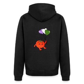 Tomato Heart Balloon Genderqueer Pride - Veste à capuche bio Premium Unisexe - noir - Dos - Nico (187cm)
