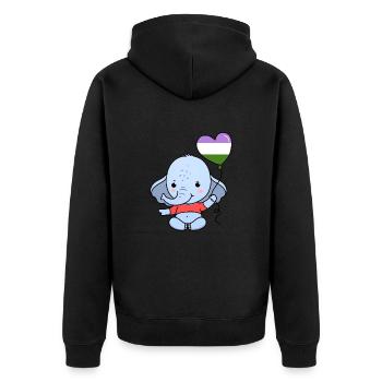 Elefant Herzballon Genderqueer Pride - Unisex Premium Bio Zip Hoodie - Schwarz - Hinten - Nico (187cm)