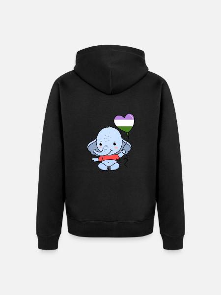 Elephant Heart Balloon Genderqueer Pride - Unisex Premium Organic Zip Hoodie - black