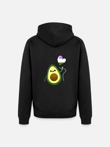 Avocado Heart Balloon Genderqueer Pride - Unisex Premium Organic Zip Hoodie - black