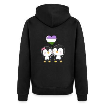Genderqueer Pride Penguin Paire - Veste à capuche bio Premium Unisexe - noir - Dos - Nico (187cm)