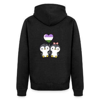 Couple de pingouins Genderqueer Pride - Veste à capuche bio Premium Unisexe - noir - Dos - Nico (187cm)