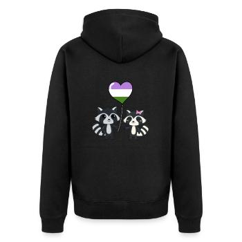Raccoon pair Genderqueer Pride - Unisex Premium Organic Zip Hoodie - black - Back - Nico (187cm)