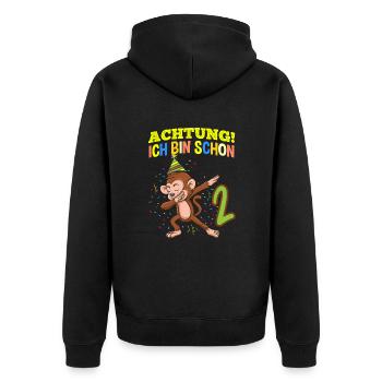 Achtung Ich Bin Schon 2 Geburtstag Affen - Unisex Premium Bio Zip Hoodie - Schwarz - Hinten - Nico (187cm)