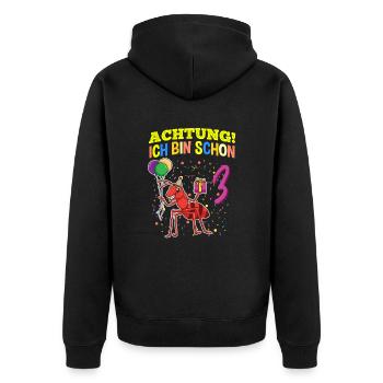 Achtung Ich Bin Schon 3 Tier Geburtstag Ameise - Unisex Premium Bio Zip Hoodie - Schwarz - Hinten - Nico (187cm)