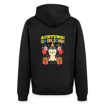 Achtung Ich Bin Schon 1 Geburtstag Marienkäfer - Unisex Premium Bio Zip Hoodie - Schwarz - Hinten - Nico (187cm)