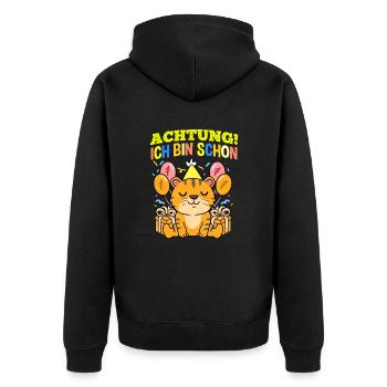 Achtung Ich Bin Schon 7 Geburtstag Tiger - Unisex Premium Bio Zip Hoodie - Schwarz - Hinten - Nico (187cm)