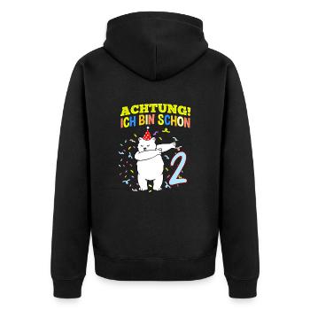 Achtung Ich Bin Schon 2 Geburtstag Eisbär - Unisex Premium Bio Zip Hoodie - Schwarz - Hinten - Nico (187cm)