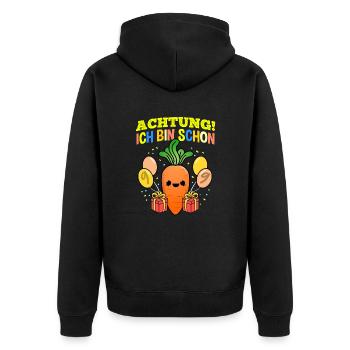 Achtung Ich Bin Schon 9 Geburtstag Karotte - Unisex Premium Bio Zip Hoodie - Schwarz - Hinten - Nico (187cm)