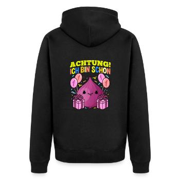 Achtung Ich Bin Schon 1 Geburtstag Zwiebel - Unisex Premium Bio Zip Hoodie - Schwarz - Hinten - Nico (187cm)