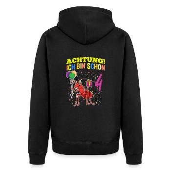 Achtung Ich Bin Schon 4 Tier Geburtstag Ameise - Unisex Premium Bio Zip Hoodie - Schwarz - Hinten - Nico (187cm)