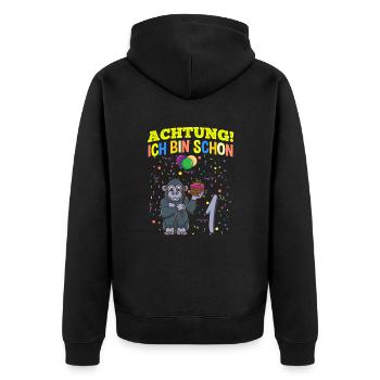 Achtung Ich Bin Schon 1 Geburtstag Gorilla - Unisex Premium Bio Zip Hoodie - Schwarz - Hinten - Nico (187cm)