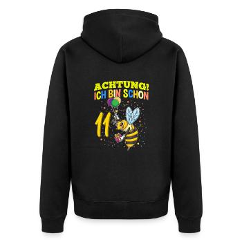 Achtung Ich Bin Schon 11 Tier Geburtstag Wespe - Unisex Premium Bio Zip Hoodie - Schwarz - Hinten - Nico (187cm)