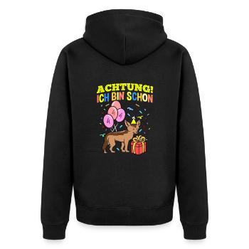 Achtung Ich Bin Schon 4 Geburtstag Schakal - Unisex Premium Bio Zip Hoodie - Schwarz - Hinten - Nico (187cm)