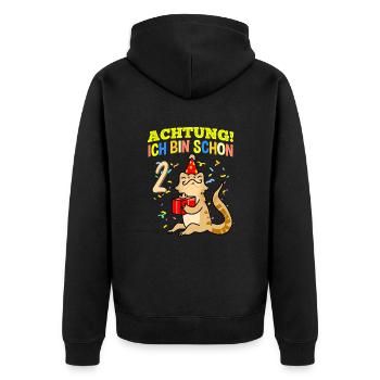 Achtung Ich Bin Schon 2 Geburtstag Bartagame - Unisex Premium Bio Zip Hoodie - Schwarz - Hinten - Nico (187cm)