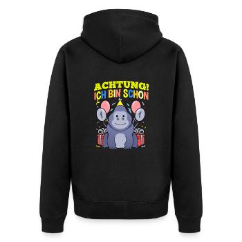 Achtung Ich Bin Schon 1 Tier Geburtstag Gorilla - Unisex Premium Bio Zip Hoodie - Schwarz - Hinten - Nico (187cm)