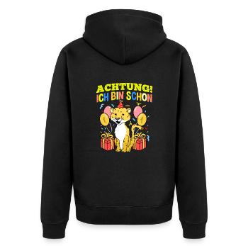 Achtung Ich Bin Schon 1 Geburtstag Leopard - Unisex Premium Bio Zip Hoodie - Schwarz - Hinten - Nico (187cm)