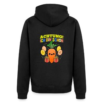 Achtung Ich Bin Schon 4 Geburtstag Karotte - Unisex Premium Bio Zip Hoodie - Schwarz - Hinten - Nico (187cm)