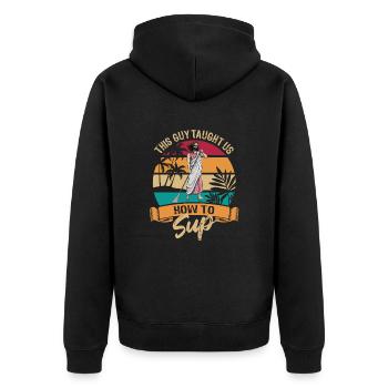 This guy taught us how to SUP - Jesus - Paddle - Unisex Premium Organic Zip Hoodie - black - Back - Nico (187cm)
