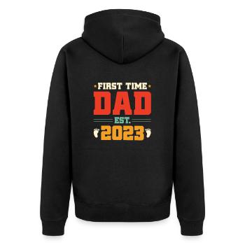 First Time Dad Est 2023 T Shirt Design 1 - Unisex Premium Organic Zip Hoodie - black - Back - Nico (187cm)