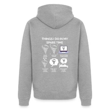 Tornado - Unisex Premium Bio Zip Hoodie - Grau meliert - Hinten - Nico (187cm)
