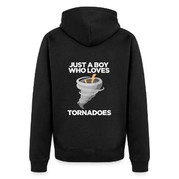 Tornado - Unisex Premium Bio Zip Hoodie - Schwarz - Hinten - Nico (187cm)