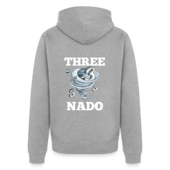 3. Geburtstag Tornado - Unisex Premium Bio Zip Hoodie - Grau meliert - Hinten - Nico (187cm)