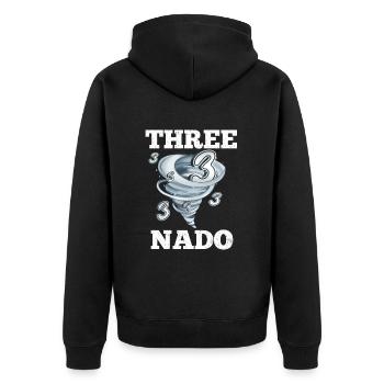 3. Geburtstag Tornado - Unisex Premium Bio Zip Hoodie - Schwarz - Hinten - Nico (187cm)