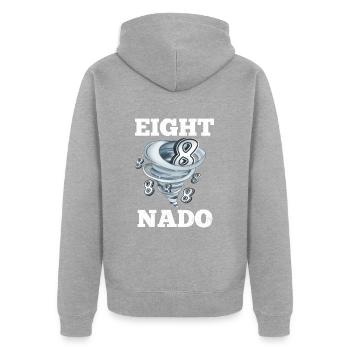 8. Geburtstag Tornado - Unisex Premium Bio Zip Hoodie - Grau meliert - Hinten - Nico (187cm)