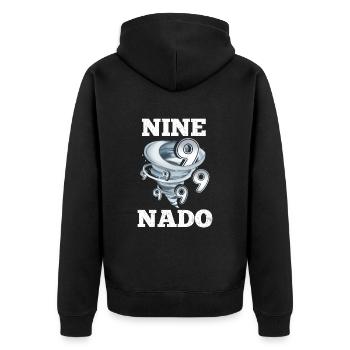 9. Geburtstag Tornado - Unisex Premium Bio Zip Hoodie - Schwarz - Hinten - Nico (187cm)